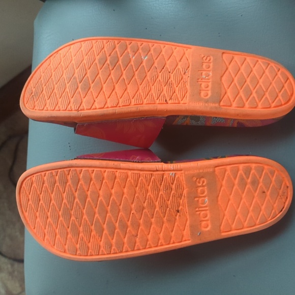Women's Orange & Pink Paisley Adidas Slides 9 - Picture 3 of 3